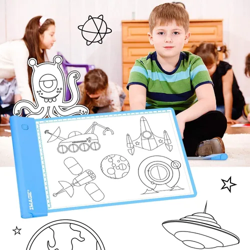 Miniatura 5 de IMAGE Almohadilla de trazado iluminada, tableta de dibujo azul, tablero para colorear para niños y niñas, regalo para niños y niñas