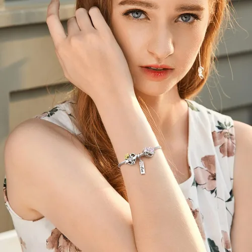 Miniatura 6 de JIAYIQI Pulsera Pandora para mamá, abuela, hija, esposa, amiga y hermana, con dije de oro de rosa 3D, dije de amor, día de San Valentín, cumpleaños