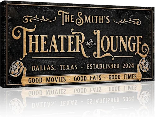 TAILORED CANVASES: Letrero de teatro, decoración de cine personalizada, arte único de pared de cine en casa, lienzo personalizado para sala de cine,