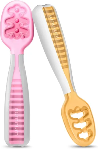 Miniatura 12 de NumNum Juego de Cucharas para Bebé, Baby Essentials Pre-Cuchara GOOtensils para 6+ Meses, Cucharas de Autoalimentación de Primera Etapa para Destete