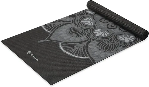 Gaiam - Tapete de yoga con estampado, antideslizante para ejercicio y fitness para todo tipo de yoga, pilates y ejercicios en el suelo Tinta mística