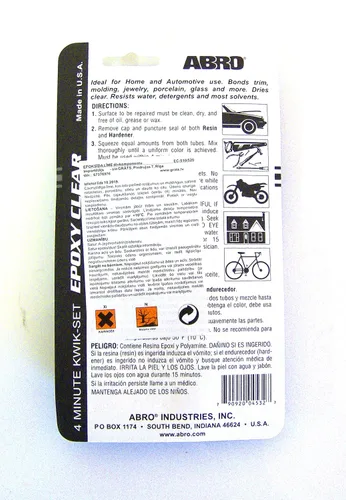 Miniatura 4 de ABRO Pegamento epoxi transparente de 2 partes, 4 minutos, sin amarilleo, resistente al agua y a los disolventes, repara vidrio, plástico