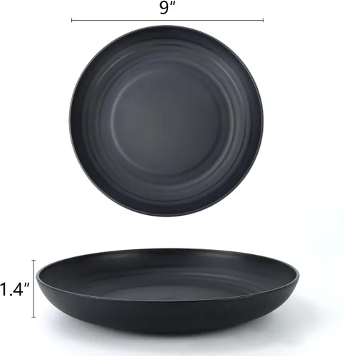 Miniatura 2 de Homienly Juego de 12 Platos Profundos de Cena - Alternativa al Plástico - Apto para Microondas y Lavavajillas - Construcción de Paja de Trigo