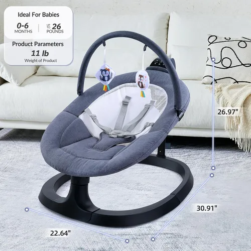 Miniatura 8 de VaVaSoo Columpio eléctrico 2 en 1 para bebé, asiento para niños pequeños de hasta 66 libras, soporte de doble brazo para mayor estabilidad, 3