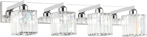 Miniatura 25 de Aipsun Accesorios de Luz Negros para Tocador de Baño Lámpara de Tocador Moderna de Cristal para Baño 4 Luces (Excluye Bombilla)
