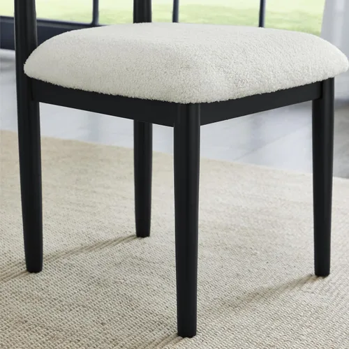 Miniatura 8 de Roundhill Furniture Ellis Boucle - Juego de 2 sillas de comedor tapizadas, color blanco y negro mate