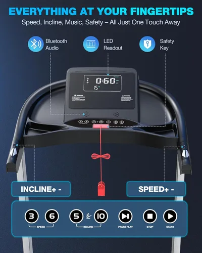 Miniatura 8 de WELLFIT - Caminadora plegable con inclinación automática - Alfombrilla de caminar de escritorio con inclinación del 10%, barra de agarre, capacidad