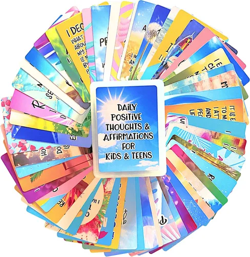 Miniatura 8 de Tarjetas de afirmación positiva para niños y adolescentes, 54 afirmaciones, más de 150 preguntas inspiradoras con caja de almacenamiento, inspira