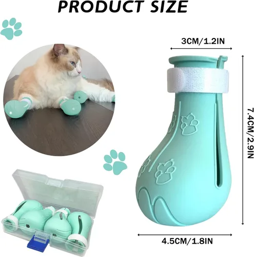 Miniatura 3 de Cubiertas de garras de gato, zapatos antiarañazos, protectores de patas de silicona ajustables para aseo y baño, evita arañazos (verde)