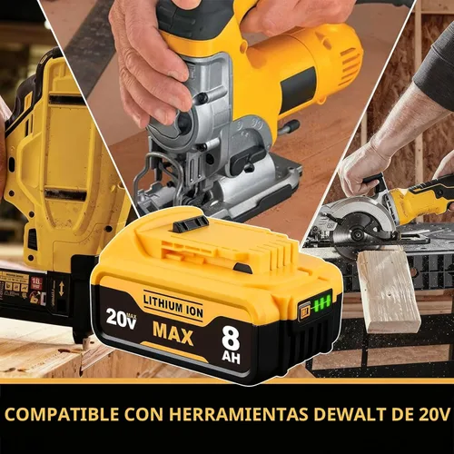 Miniatura 5 de 8.0Ah Compatible con la batería DeWalt 20V Max DCB200 DCB201 DCB180 DCB203 DCB204 DCB206 para herramientas eléctricas sin cable con indicador LED