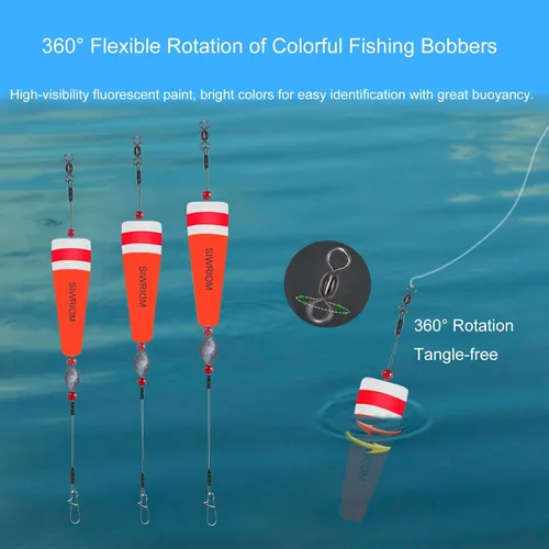 Miniatura 3 de Flotadores de corchos para pesca en agua salada, 4 piezas de bobbers pesados, pesca en tierra, flotador de corcho, sonajero para peces rojos