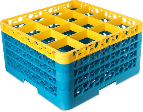 Miniatura 121 de Carlisle FoodService Products RG9-214 OptiClean Estante de vidrio con 9 compartimentos con 2 extensores, 7.12 pulgadas, polipropileno, azul