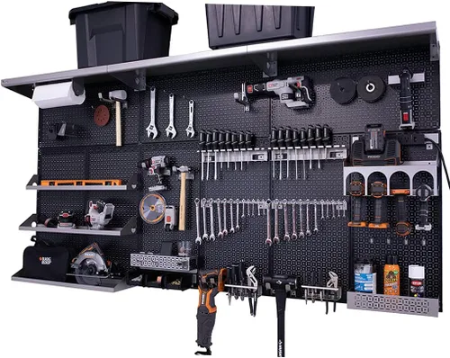 Miniatura 35 de OmniWall Weekend Warrior XL - Sistema de organización de pared de metal (negro/azul)