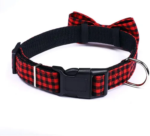 Miniatura 3 de Love Dream Collar de perro con pajarita, suave y cómodo, collar de perro a cuadros de liberación rápida con corbatín desmontable para perros