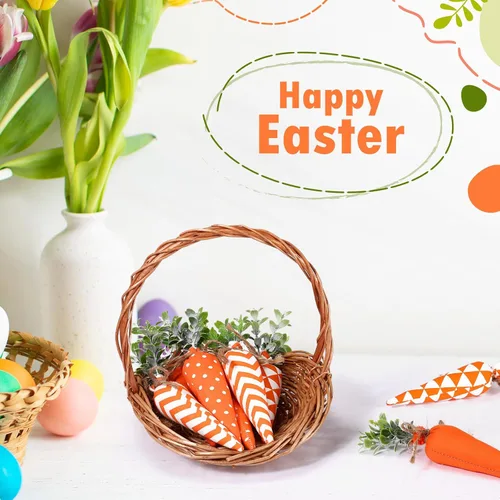 Miniatura 6 de Skylety Decoraciones de zanahoria de Pascua, paquete de 8 unidades, zanahorias artificiales de tela, no tejidas para rellenos de cestas de Pascua