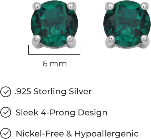 Miniatura 45 de Amazon Essentials Aretes redondos de plata de ley con piedra natal (anteriormente colección Amazon)