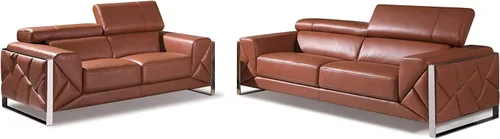 Miniatura 35 de BlackJack Furniture Gianni - Sofá de cuero italiano de grano superior con reposacabezas ajustables de 9 posiciones, patrón geométrico contemporáneo