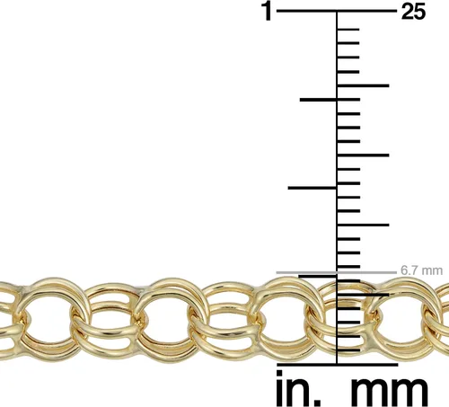 Miniatura 3 de Pulsera con dije de oro amarillo de 10 quilates de 0.264in (7 u 8 pulgadas), Oro amarillo, Sin gemas.
