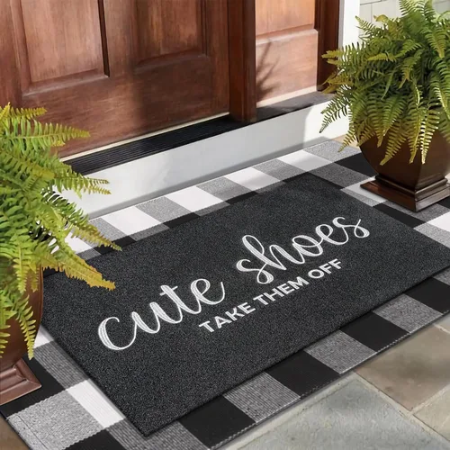 Miniatura 2 de Tapete de Bienvenida para Entrada Exterior Lindos Zapatos Quítatelos Tapetes para Puerta Principal con Respaldo de Goma Tapete para Puerta Todo