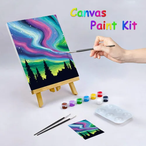 Miniatura 2 de Nuberlic Kit de pintura de lienzo predibujado, para adultos, sorbo y pintura, recuerdo de fiesta, actividad nocturna de cita, lienzo de 8 x 10