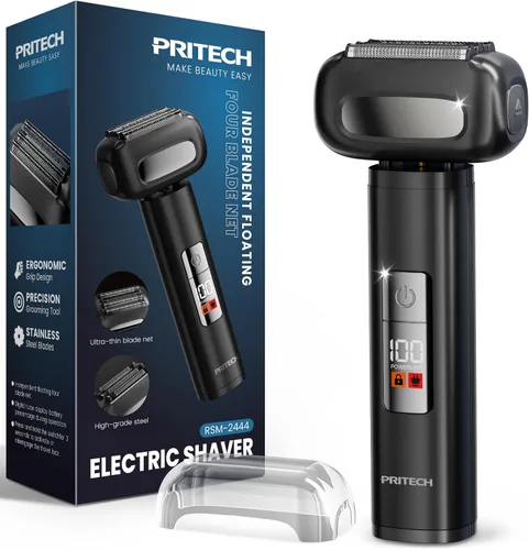 PRITECH Afeitadora eléctrica de aluminio para hombres, maquinilla de afeitar eléctrica para la cara de los hombres, diseño agradable a la piel,