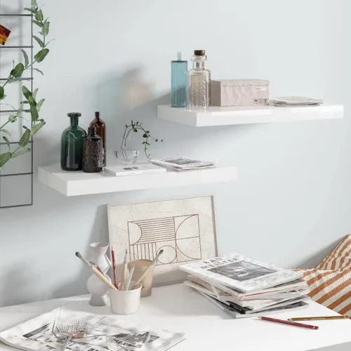 Miniatura 71 de Estantes flotantes de pared, juego de 4 estantes decorativos para montar en la pared, estante colgante con soportes invisibles para decoración