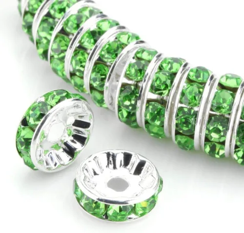Miniatura 12 de 100 cuentas sueltas de diamantes de imitación de cristal de grado A de 0.472 pulgadas (cristal transparente), espaciador chapado en plata de ley