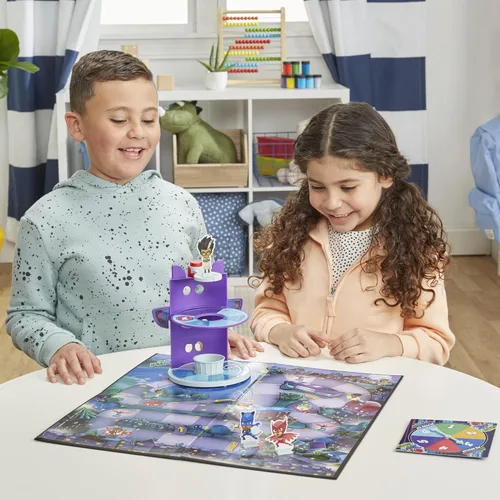 Miniatura 7 de PJ Masks Hasbro Gaming HQ Rescue - Juego de mesa para niños, juegos preescolares, Race to Stop Romeo, incluye torre de plástico 3D