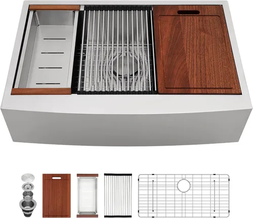 Miniatura 17 de Sarlai Fregadero de cocina de 30 unidades color negro, 30 x 22 pulgadas, fregadero de cocina de 30 x 22 pulgadas, fregadero de cocina de acero Acero