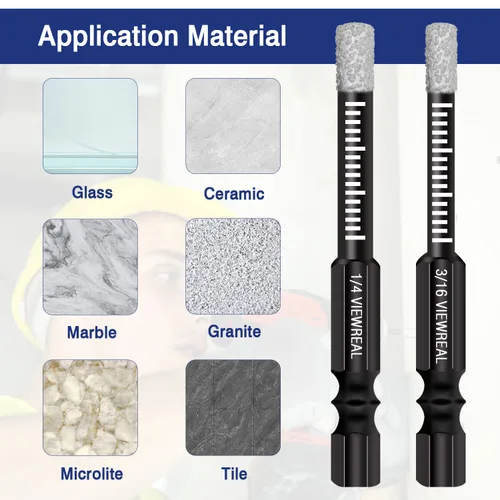 Miniatura 6 de Juego de 6 brocas de diamante seco, brocas de porcelana con cera de enfriamiento para baldosas de mármol de granito de cerámica, piedra