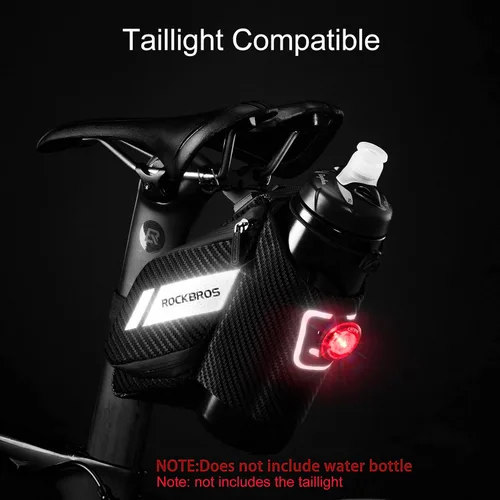 Miniatura 6 de Bolsa de sillín de bicicleta ROCKBROS con soporte para botella de agua, bolsa de bicicleta bajo el asiento, impermeable para bicicleta de carretera
