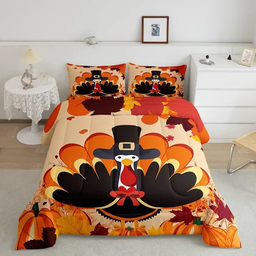 Miniatura 24 de Juego de edredón de calabaza para niños, con estampado de calabaza, estilo Halloween, juego de ropa de cama para niños, juego de ropa de cama