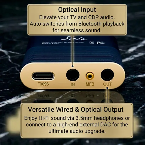 Miniatura 5 de Slash Receptor de audio Bluetooth de 6 alta resolución para estéreo doméstico, adaptador inalámbrico audiófilo con ESS Quad DAC (ES9219), entrada