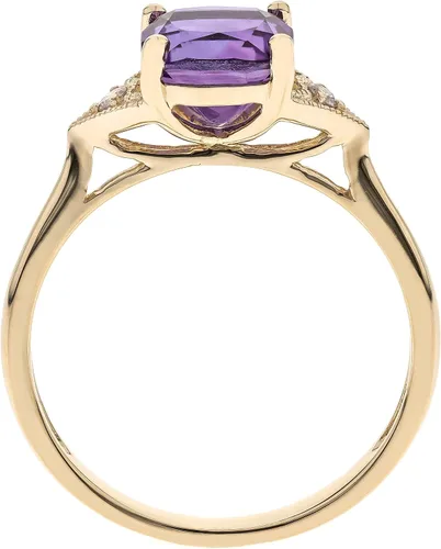 Miniatura 2 de Gin & Grace Anillo de amatista y diamante de oro amarillo de 10 quilates para mujer