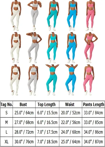 Miniatura 7 de ABOCIW Conjuntos de entrenamiento para mujer, 2 piezas, cintura cruzada, leggings de cintura alta, tirantes deportivos, para ejercicio, gimnasio