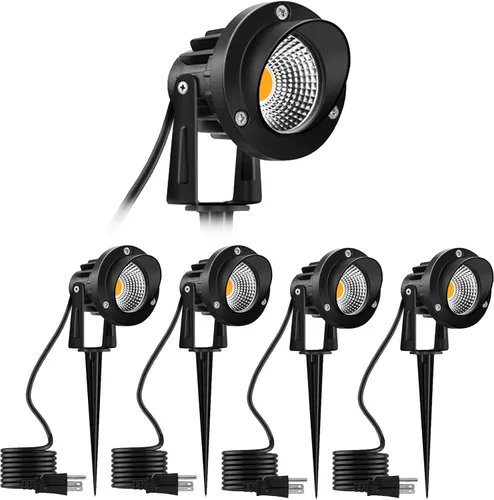 Miniatura 10 de Romwish Foco LED de paisaje de 5 W, iluminación de paisaje al aire libre de 120 V, enchufe de 550 lúmenes, luces LED impermeables para paisaje