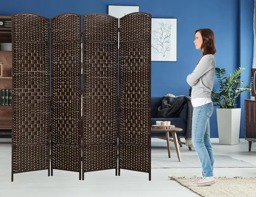 Divisores de habitación de madera de 4 paneles y pantallas de privacidad plegables, divisores y divisores de habitación de 6 pies de alto y 6 pies