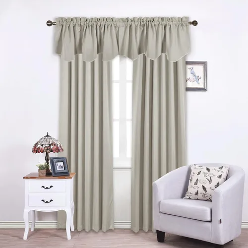 Miniatura 4 de NICETOWN Cortinas Cenefa Opacas para Oscurecer la Habitación, Cenefas Cortas de Cocina, Cortinas de Ventana Estilo Granja con Bolsillo para Barra