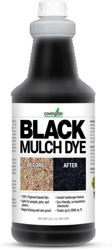 Covington Concentrado de tinte para mantillo negro, 32 onzas, pintura de mantillo pigmentada rica y duradera para paisajismo, mezcla con agua y