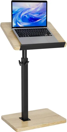 Miniatura 14 de IBUYKE Mesa auxiliar en forma de C ajustable en altura, mesa giratoria de 360° con ruedas, mesa auxiliar para espacios pequeños, sala de estar