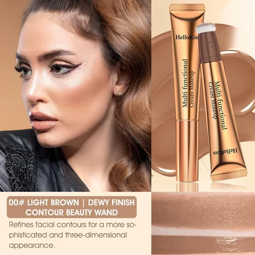 Miniatura 4 de Barra de belleza líquida para contornos líquidos, barra bronceadora mate con aplicador de cojín, ligera, mezclable, de larga duración, sedosa