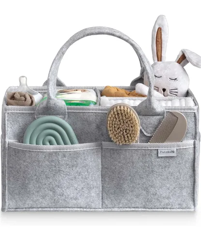 Miniatura 12 de PUTSKA Organizador de Caddy de Pañales para Bebé - Cesta de Almacenamiento de Guardería para Estación de Pañales, Lista de Regalos de Baby Shower