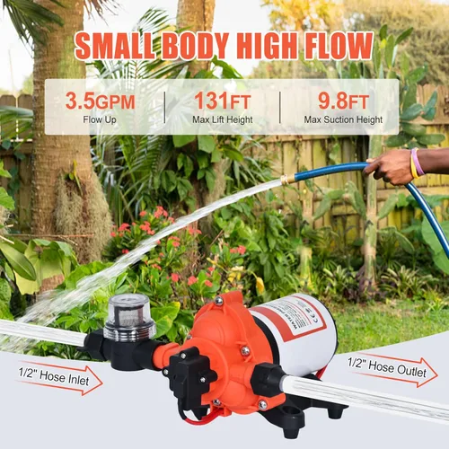 Miniatura 2 de Bomba de agua DC de 12 V RV 3.5GPM 45PSI, bomba de presión de agua de 12 voltios bajo demanda con interruptor de presión, bomba de diafragma