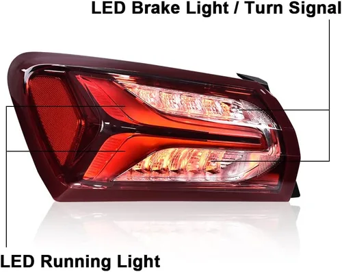 Miniatura 6 de G-PLUS Lámpara de luz trasera LED compatible con Chevy Malibu 2019 2020 2021 2022 Lámparas traseras para conductor, lente roja transparente