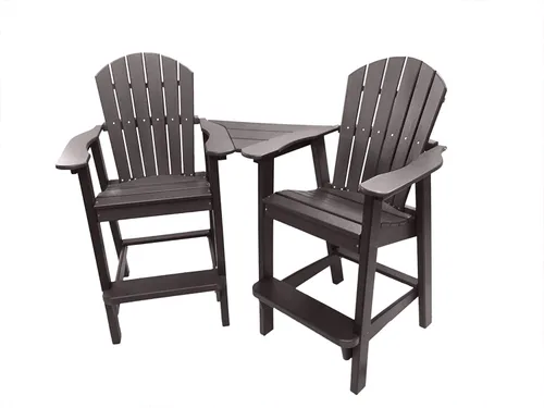 Phat Tommy Silla de balcón de poliresina reciclada, sillón Adirondack duradero y ecológico y mesa auxiliar extraíble | Este mueble de patio es ideal