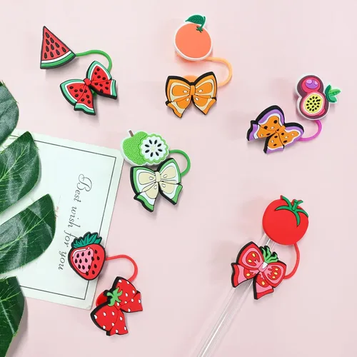 Miniatura 3 de 6 tapas de paja de fruta para vaso Stanley Cup de 40 onzas, accesorios para pajitas de lazo de frutas para adornos de paja de 0.4 pulgadas/0.394 in
