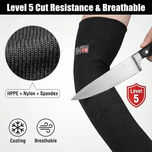 Miniatura 4 de Protectores de brazo para piel fina y moretones, mangas resistentes a cortes para hombres y mujeres, mangas de Kevlar, mangas de protección de nivel