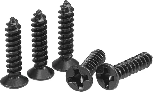 Miniatura 15 de uxcell M3.5 x 12mm Tornillos para madera con cabeza plana Phillips de acero al carbono autorroscantes negros 200 piezas