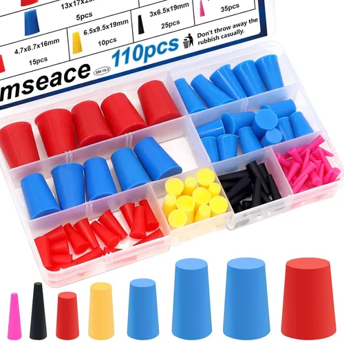 Miniatura 9 de smseace Paquete de 40 tapones de goma de 1/16 pulgada a 5/8 pulgada, tapones de goma de 8 tamaños, tapones de silicona de alta temperatura