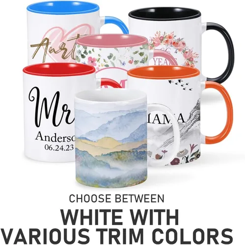 Miniatura 4 de Taza de café personalizada con imagen, texto y nombre, tazas personalizadas por ambos lados de 11 onzas, taza de café personalizada regalos